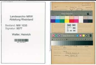 Entnazifizierung Heinrich Walter , geb. 24.10.1904 (Betriebsinspektor)