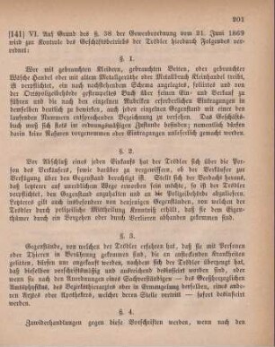 141. Ministerial-Verordnung, die Kontrole des Geschäftsbetriebs der Trödler betreffend