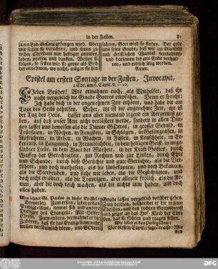Epistel am ersten Sontage in der Fasten, Invocavit, 2 Cor. am 6. Capit. v. 1:10.