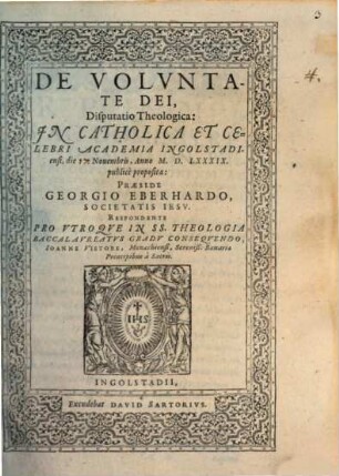 De Volvntate Dei Disputatio Theologica