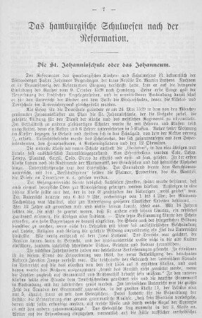 Das hamburgische Schulwesen nach der Reformation.