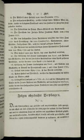 Folgen obgedachte Beylagen.