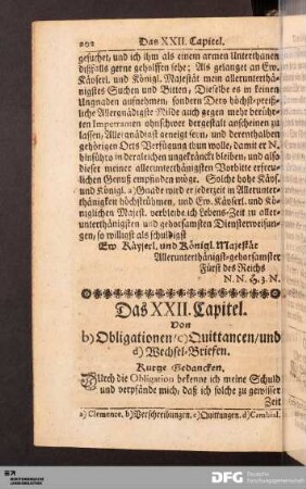 Das XXII. Capitel. Von b) Obligationen/ c) Quittancen/ und d) Wechsel-Briefen.