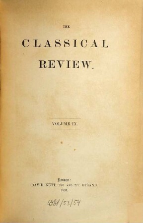 The classical review. 9. 1895