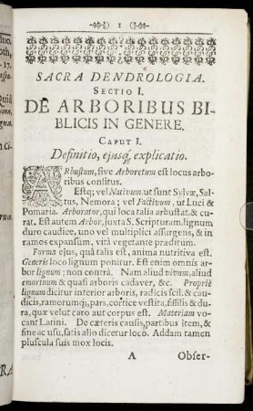 Sacra Dendrologia Sectio I. De Arboribus Biblicis In Genere.