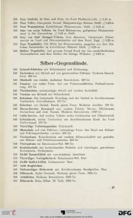 Silber-Gegenstände (Nr. 538-604)