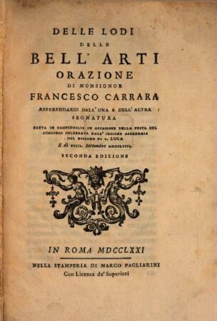 Delle lodi delle bell'arti