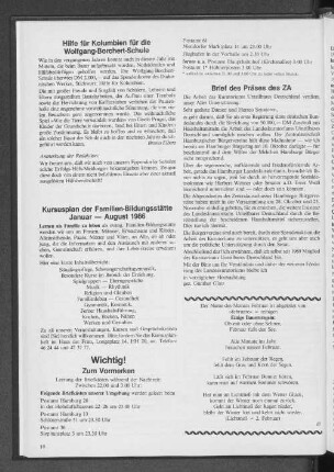 Kursusplan der Familien-Bildungsstätte Januar - August 1986