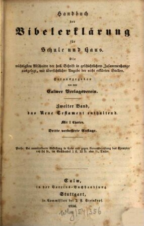 Handbuch der Bibelerklärung für Schule und Haus : die wichtigsten Abschnitte der heiligen Schrift in geschichtlichem Zusammenhange ausgelegt, mit übersichtlicher Angabe der nicht erklärten Stellen, 2