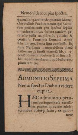 Admonitio Septima Nemo spectra Diaboli videre cupiat.