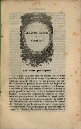 Almanach suisse : recueil mensuel, instructif et amusant. 2, 2. 1846, Okt.