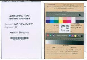 Entnazifizierung Elisabeth Kramer , geb. 16.01.1906 ()