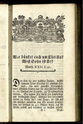 Wie dünket euch um Christo? Weß Sohn ist Er?