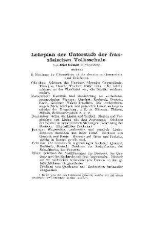 Lehrplan der Unterstufe der französische Volksschule : (Schluß)