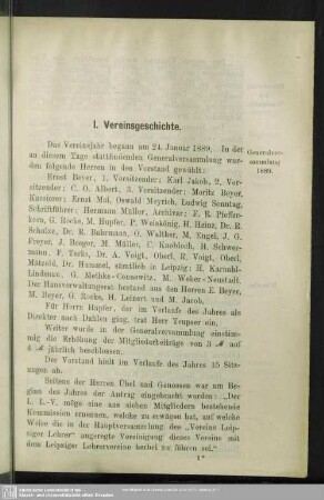 I. Vereinsgeschichte