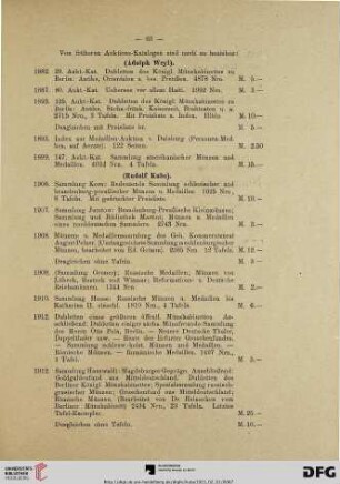 Von früheren Auktions-Katalogen sind noch zu beziehen (Nr. 1882-1918)