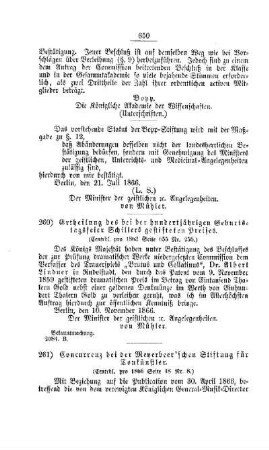 Ertheilung des bei der hundertjährigen Geburtstagsfeier Schillers gestifteten Preises : [II. Akademien und Universitäten]