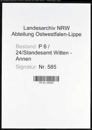 Sterberegister Standesamt Witten-Annen