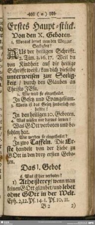 Erstes Haupt-stück. Von den X. Geboten