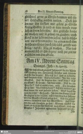 Am IV. Advent-Sonntag Evangel. Joh. 1. v. 19-28.