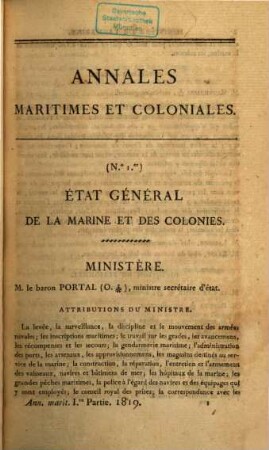 Annales maritimes et coloniales. Partie 1. [4]. 1819