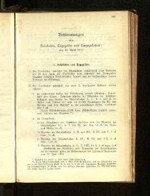 Bestimmungen über Reisekosten, Tagegelder und Umzugskosten vom 20. April 1893.