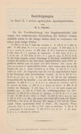 352 Berichtigungen zu Band II,1 meiner apokryphen Apostelgeschichten