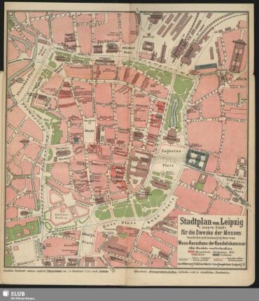 Stadtplan von Leipzig (innere Stadt) für die Zwecke der Messen