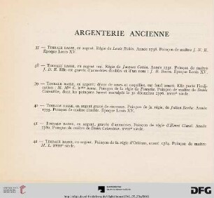 Argenterie ancienne (Nr. 37-68)