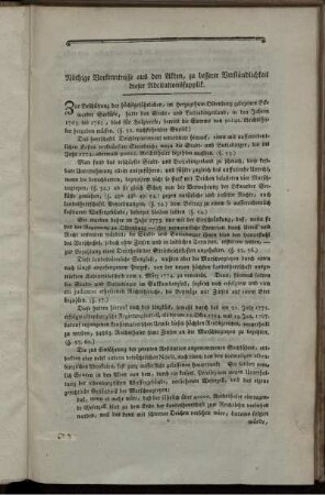 Nöthige Vorkenntnisse aus den Akten, zu besserer Verständlichkeit dieser Adcitationssupplik.