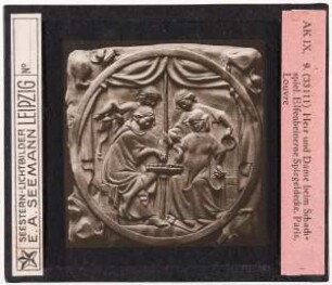 Paris, Louvre: Herr und Dame beim Schachspiel. Elfenbeinerne Spiegeldecke (AK IX, 9, Seestern-Nr. 33111)