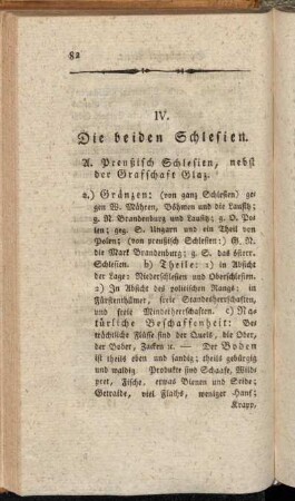 IV. Die beiden Schlesien. A. Preußisch Schlesien, nebst der Grafschaft Glaz.