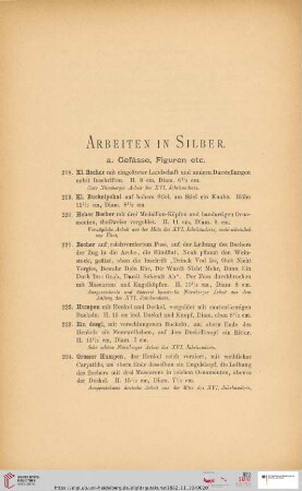Arbeiten in Silber (Nr. 218 - 397)