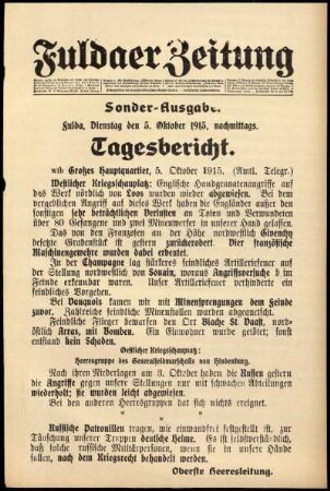 Ausgabe vom Dienstag, den 05. Oktober 1915.