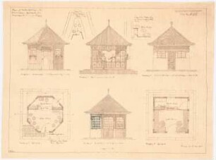 Milchpavillon, Leipzig: Ansichten, Schnitt, Grundrisse 1:50