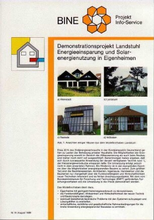 Demonstrationsprojekt Landstuhl. Energieeinsparung und Solarenergienutzung in Eigenheimen.