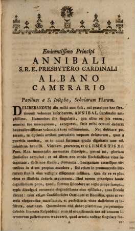 Paulini A S. Iosepho Cler. Reg. Scholarum Piarum Praepositi Generalis Orationes XXIII : Habitae In Archigymnasio Romanae Sapientiae
