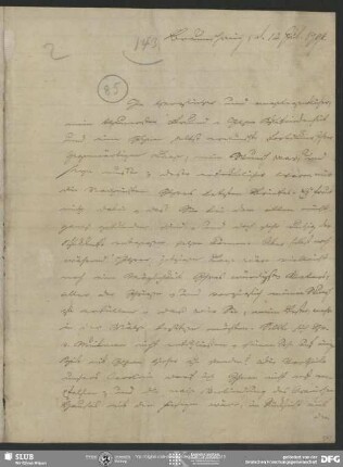 Eigenh. Brief von Johann Joachim Eschenburg an August Wilhelm von Schlegel, Braunschweig, 14.07.1792