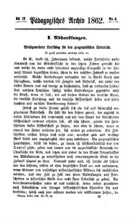 Wohlgemeinter Vorschlag für den geographischen Unterricht