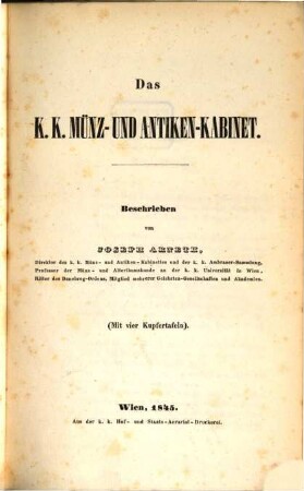 Das K.K. Münz- und Antiken Kabinet
