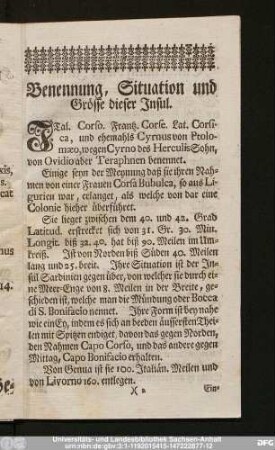 Benennung, Situation und Grösse dieser Insul.