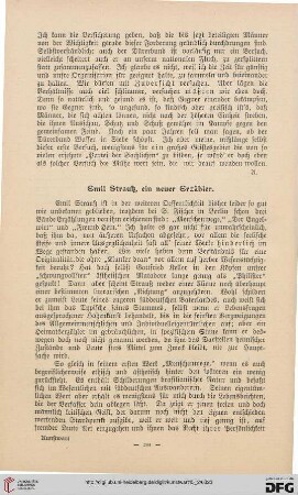 Emil Strauß, ein neuer Erzähler