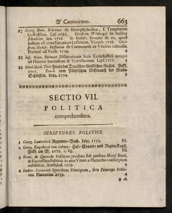 663-672, Sectio VII. Politica comprehendens