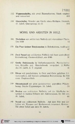 Möbel und Arbeiten in Holz (Nr. 334-346)