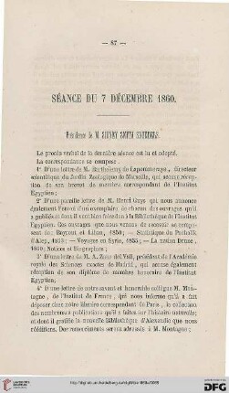 Séance du 7 décembre 1860