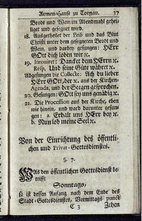 Von der Einrichtung des öffentlichen und Privat-Gottesdienstes.