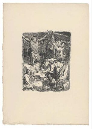 Sechs Lithographien zum Neuen Testament. Blatt 6: Die Würfler unter dem Kreuz