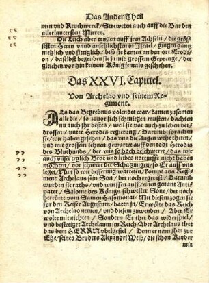 Das XXVI. Capittel. Von Archelao vnd seinem Regiment.