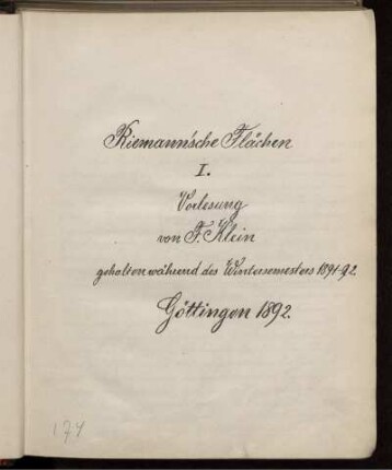 Bd. 1: Riemann'sche Flächen. 1