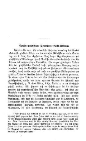 Vereinsnachrichten (Sprachunterrichts-Reform)